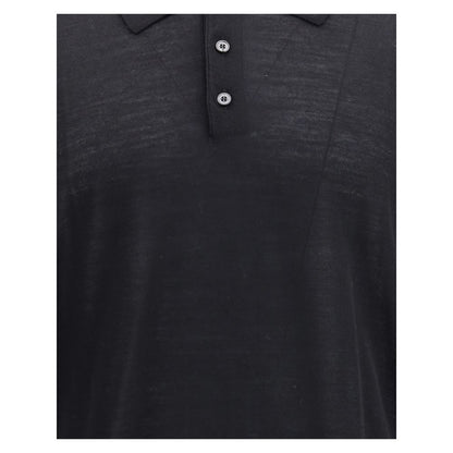 Golden Goose Black Fleece Wool Dress Shirt with classic buttons and ribbed cuffs, perfect for casual elegance. AW25, Regular fit.