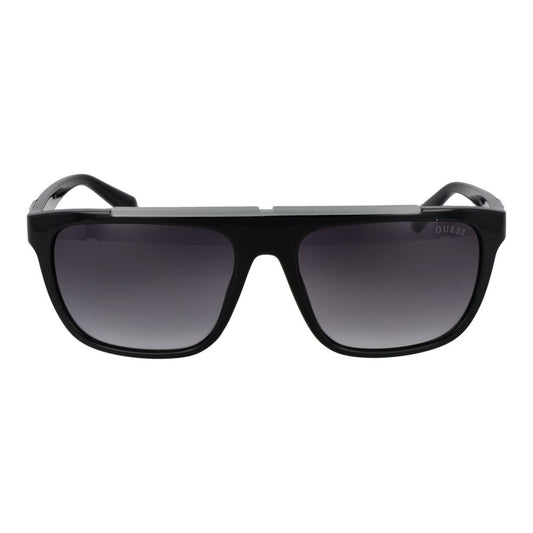 Guess Black Men Sunglass with stainless steel full-rim frame, grey gradient lenses, and 100% UVA & UVB protection.
