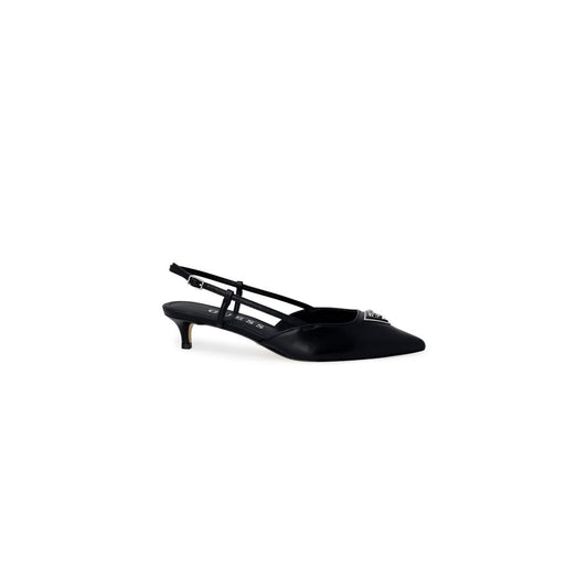 Guess Black Polyester High Heel slingback pump with pointed toe and adjustable strap.