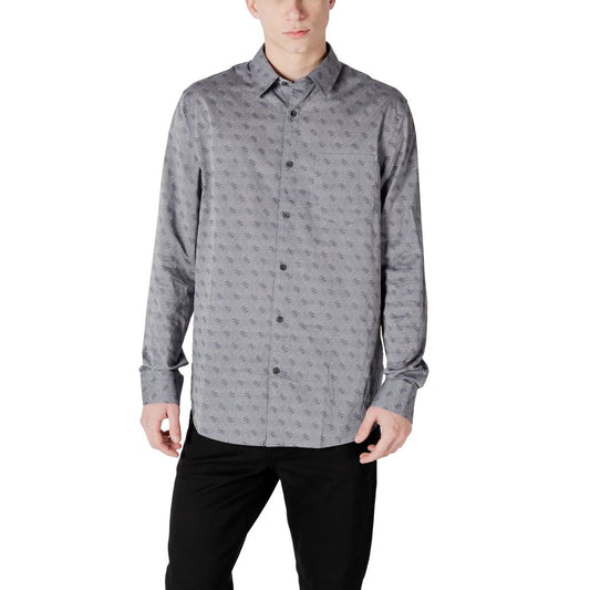 Guess Gray Cotton Pattern Shirt