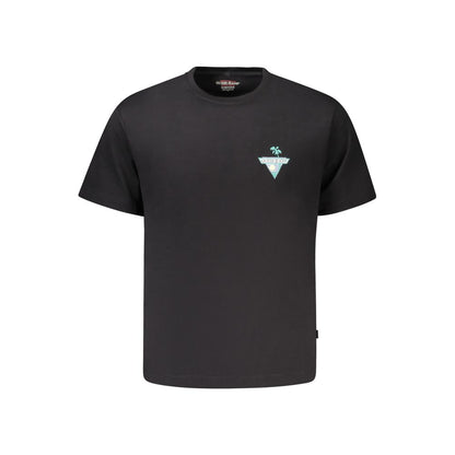 Guess Jeans Black Cotton T-Shirt with logo, short sleeves, and crew neck in organic cotton. Regular fit fashion staple.