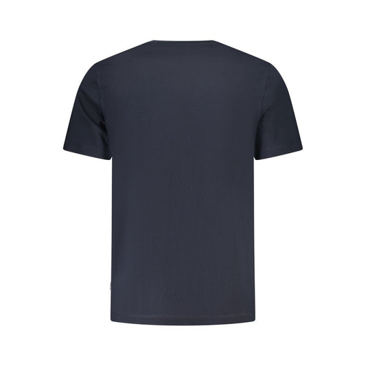 Back view of Guess Jeans Blue Cotton Men T-Shirt showcasing modern design and comfortable fit.