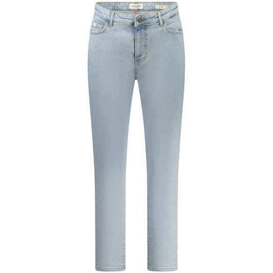 Guess Jeans Blue Cotton Women's Skinny Jean with five pockets in timeless washed blue, tailored with elastane for comfort and style.