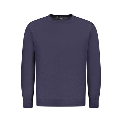Guess Jeans Blue Wool Sweater with logo, long-sleeved crew neck style, ideal for casual wear.