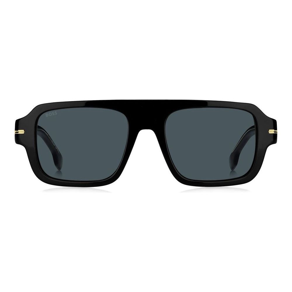 HUGO BOSS MOD. BOSS 1595_S gent sunglasses, front view with black frame and dark lenses.