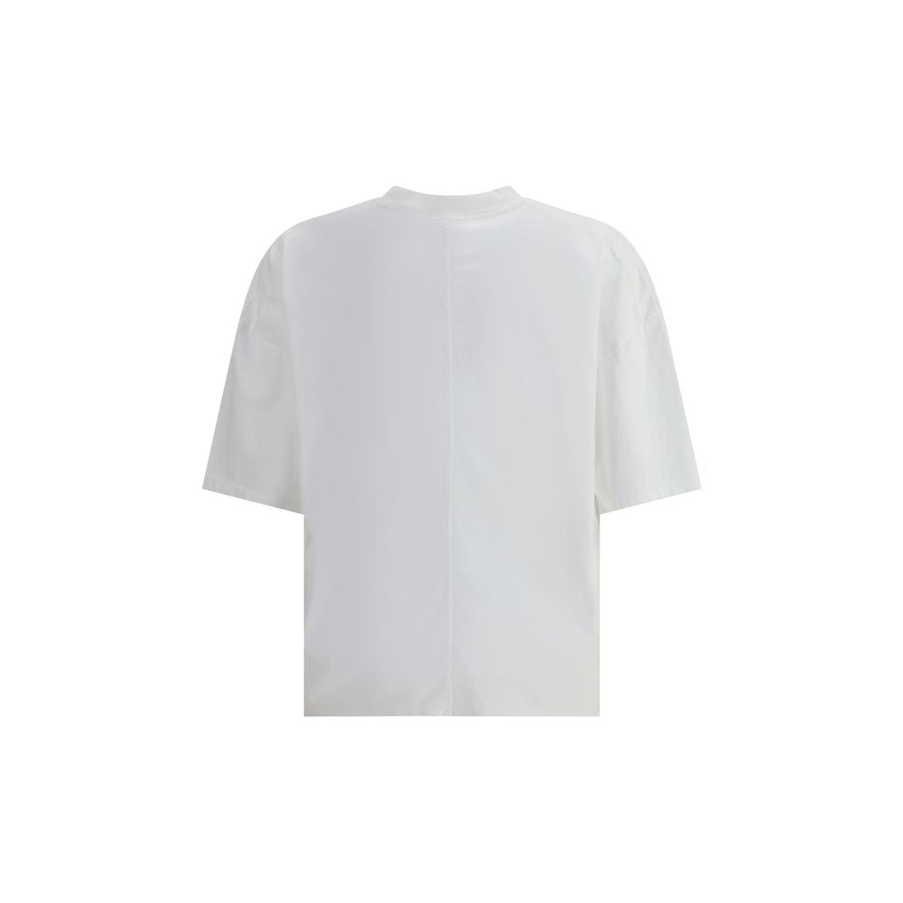 Back view of Haikure White Cotton T-Shirt with relaxed fit and ribbed crew neck, showcasing minimalist design and urban style.