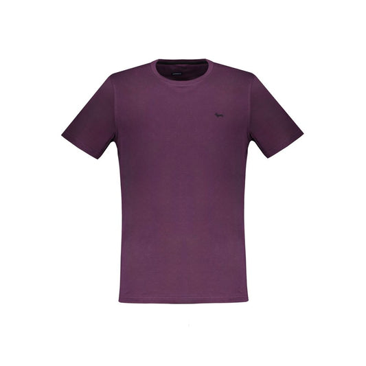 Harmont & Blaine Purple Cotton T-Shirt, narrow fit, short sleeve, crew neck with embroidery logo
