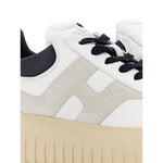 Hogan Pre Sneakers Hogan H-Stripes with white lace-up, logo patch on side, branded insole, and rubber sole. Stylish leather footwear.