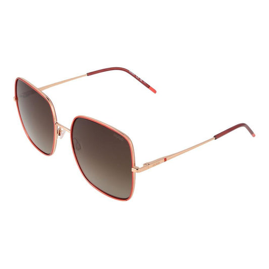 Hugo Boss Red Women SunglassesGender Women Main color Red Frame color Red Frame material Metal Rim Style Full-Rim Lenses Color Brown Lenses Material Plastic Lenses Effect Gradient Lenses width 58 Lenses Height 55 Bridge width 20 Frame width 145 Temples Le