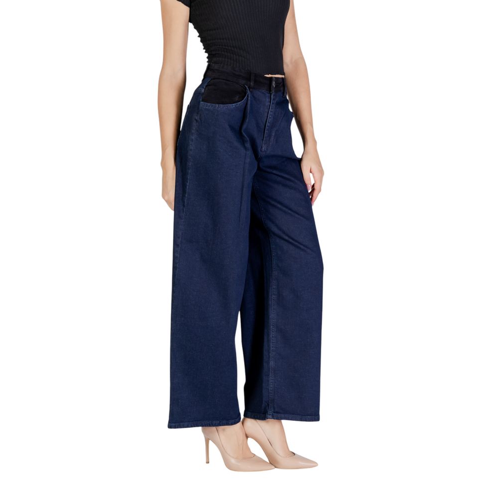 ICHI Blue Cotton Casual Pants