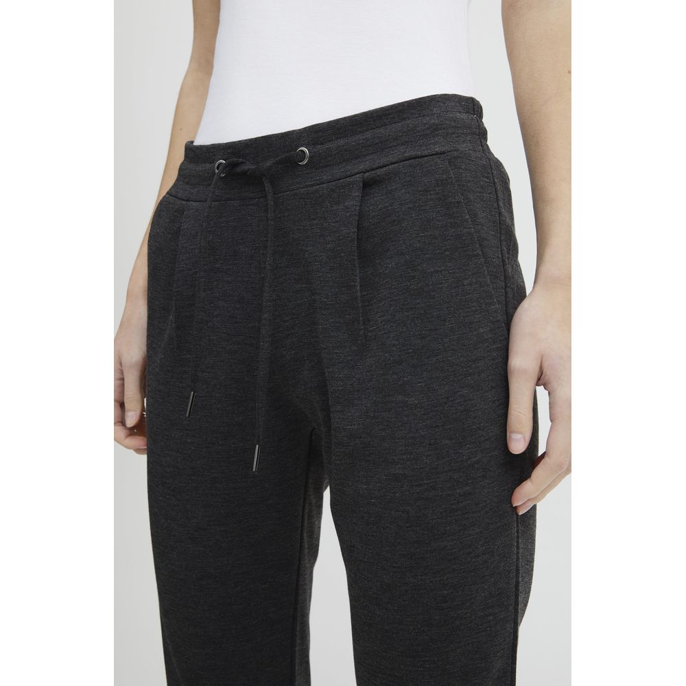 ICHI Gray Polyester Casual Pants