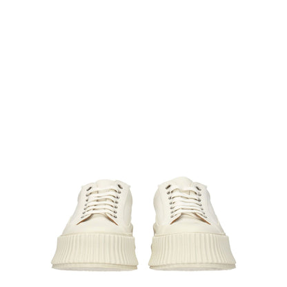 Jil Sander White Fabric Platform Sneakers
