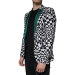 John Richmond Black White Checkered Crystal Single Breasted Blazer JKT41236-48