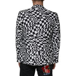 John Richmond Black White Checkered Crystal Single Breasted Blazer JKT41236-48