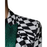 John Richmond Black White Checkered Crystal Single Breasted Blazer JKT41236-48