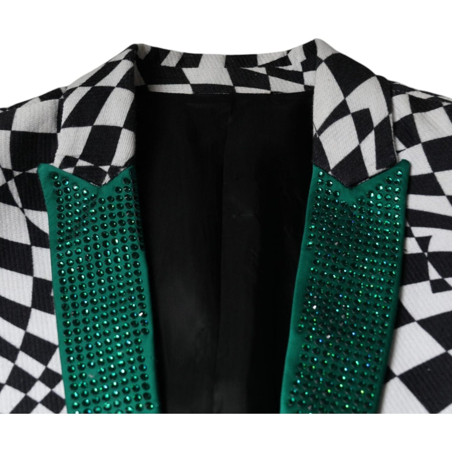 John Richmond Black White Checkered Crystal Single Breasted Blazer JKT41236-48