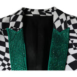 John Richmond Black White Checkered Crystal Single Breasted Blazer JKT41236-48