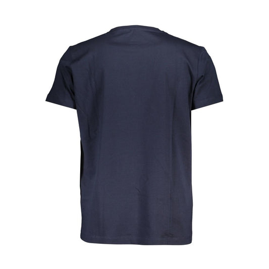 K-WAY Blue Cotton T-Shirt, short sleeve, crew neck, with print and logo on back view.