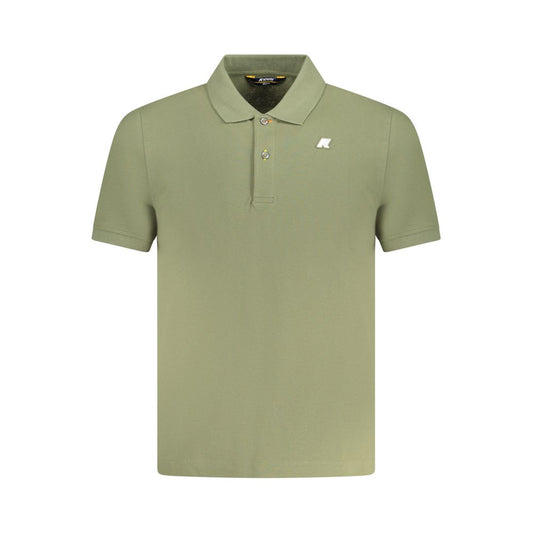 K-WAY Green Cotton Polo Shirt with short sleeves, 2 buttons, and logo application.
