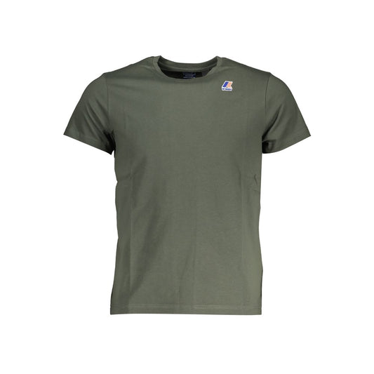 K-WAY Green Cotton T-Shirt with crew neck, short sleeves, and logo print.