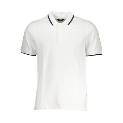 K-WAY White Cotton Polo Shirt with short sleeves, two buttons, contrast details, and logo application.