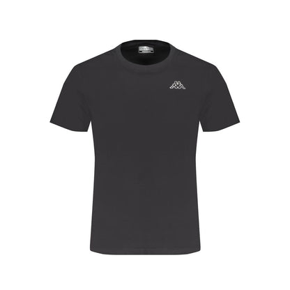 Kappa Black Cotton T-Shirt, short sleeve, slim fit, crew neck with logo embroidery