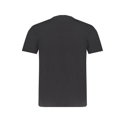 Kappa Black Cotton T-Shirt, short sleeve, slim fit, crew neck, with logo embroidery, back view