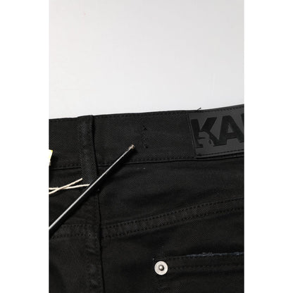 Karl Lagerfeld Black Tattered Men Skinny Denim Trouser Jeans