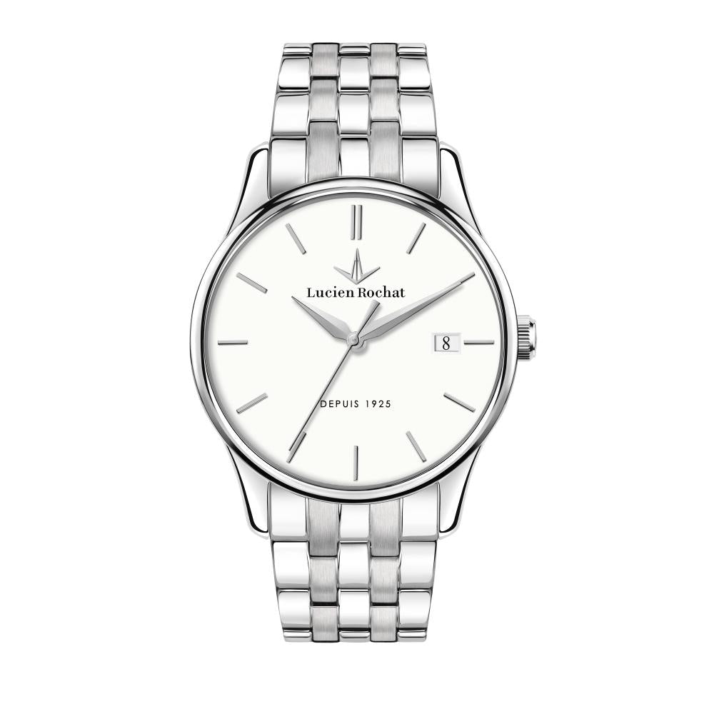 LUCIEN ROCHAT MOD. R0453115001 silver quartz men's wristwatch, 39mm case with date feature, stylish design for gentlemen.