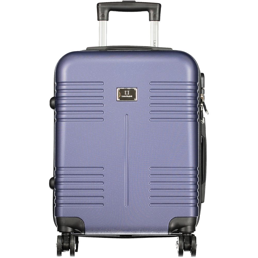 Laura Biagiotti Blue Polyethylene Luggage And Travel - Small trolley with one handle, four wheels, zip closure and combination lock.