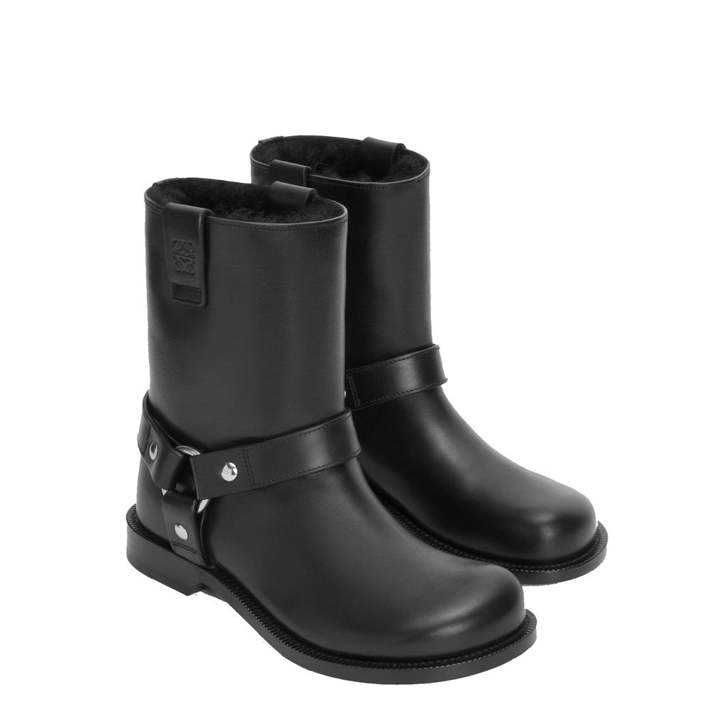 Loewe Black Calfskin Ankle Boots with embossed Anagram and hardware detail, men's leather boots, Goodyear construction, 30mm heel