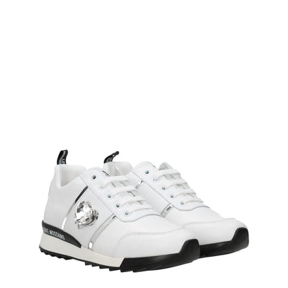 Love Moschino White Leather Low Top Sneakers