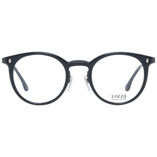 Lozza Black Unisex Glasses Frame with full-rim cellulose acetate and demo lenses, size 48-21-140.