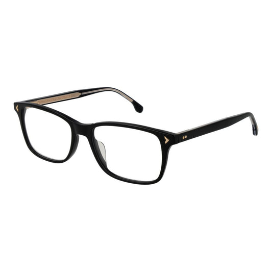 Lozza Black Women Glasses Frame, black cellulose acetate full-rim square eyewear with demo lenses, size 56-17-145