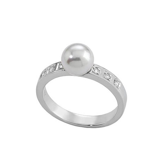 MAJORICA JEWELRY Mod. 12563.01.2.915.010.1 elegant pearl and diamond ring