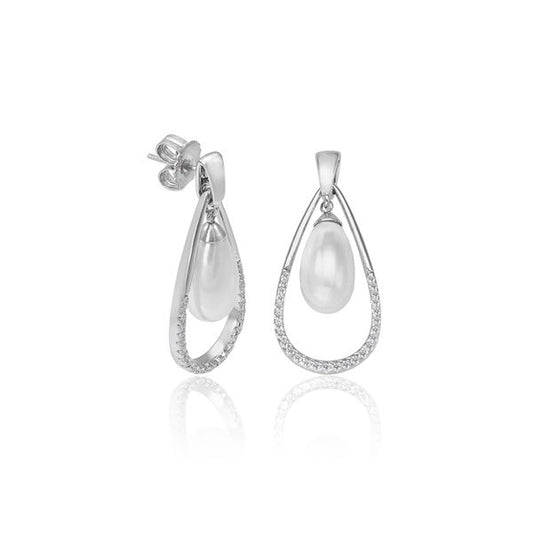 Silver and pearl drop earrings showcasing the elegant design of MAJORICA JEWELRY Mod. 16358.01.2.000.010.1.