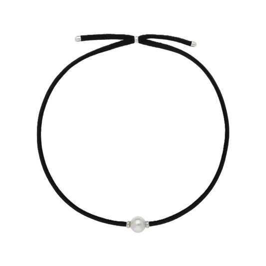 MAJORICA JEWELRY Mod. 16717.01.2.N50.000.1 elegant necklace with a pearl on black cord, minimalist design for refined style.