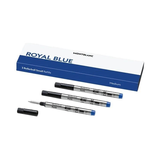 MONTBLANC Mod. ROYAL BLUE - REFILLS ROLLER BALL PEN - SMALL - 3 PCS MB128241