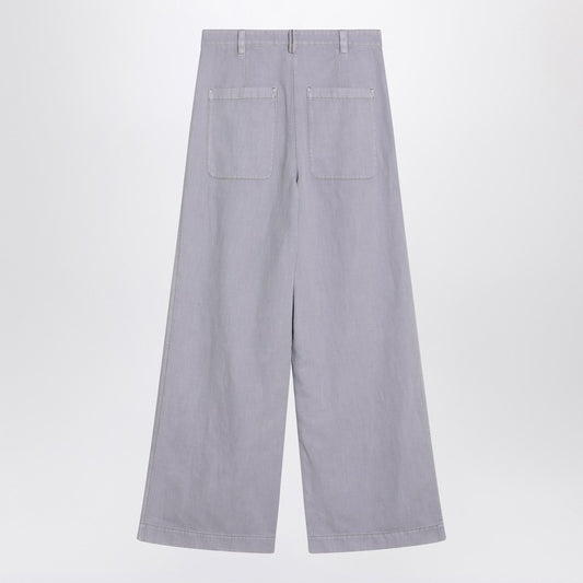 Brunello Cucinelli Wide lilac trousers in linen blend