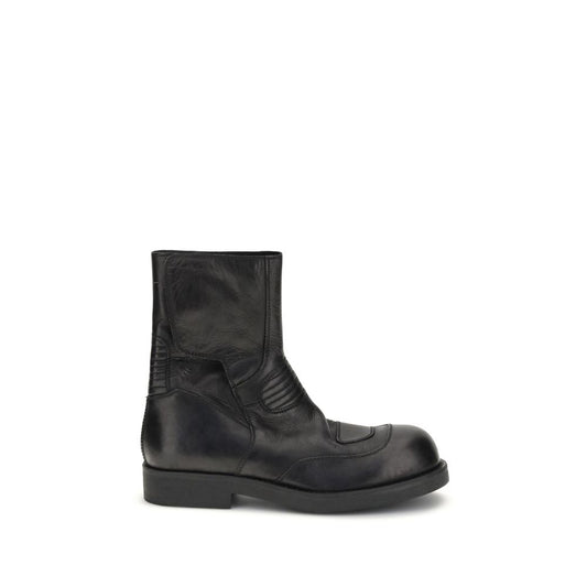 MM6 Black Leather Ankle Boots