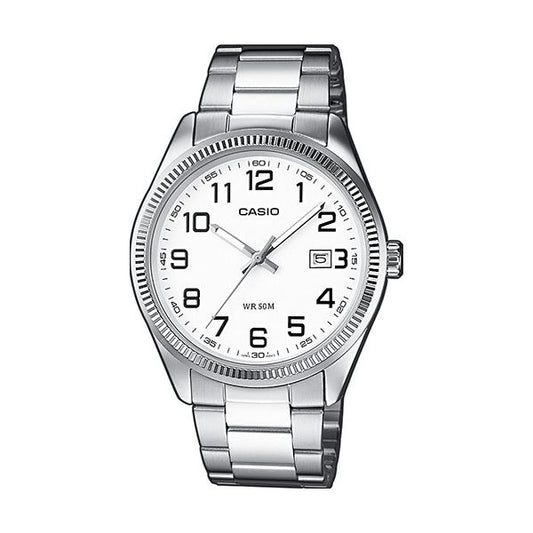 CASIO COLLECTION Mod. DATE - WHITE. ARAB NUMBERS MTP-1302PD-7BVEF