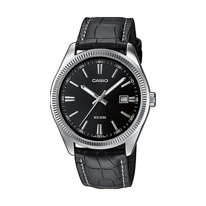 CASIO COLLECTION Mod. DATE. LEATHER - BLACK WATCHES