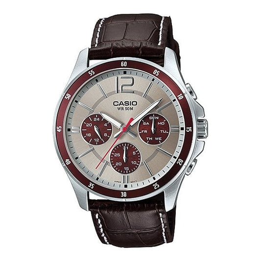 CASIO COLLECTION Mod. MULTIFUNCTION CALENDAR. LEATHER - TWO TONES MTP-1374L-7A1VDF