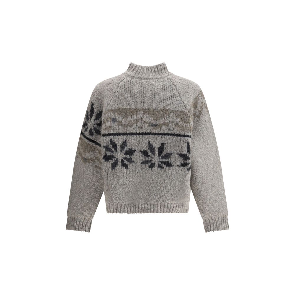 Magliano Gray Alpaca Vicugna Pacos Sweatshirt, Norwegian-inspired design, handcrafted, warm heavy wool, stylish crew neck sweater.