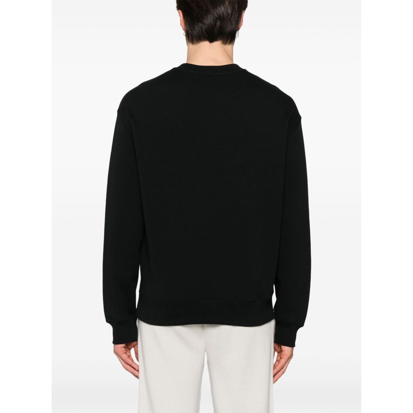 Back view of Maison Kitsuné Maison Kitsune speedy fox patch comfort sweatshirt with black ribbed cuffs and hem.