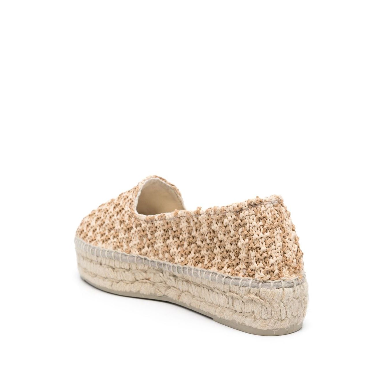 Manebí MANEBI Flat shoes Beige with raffia zigzag design and braided sole, slip-on style espadrilles for casual wear.