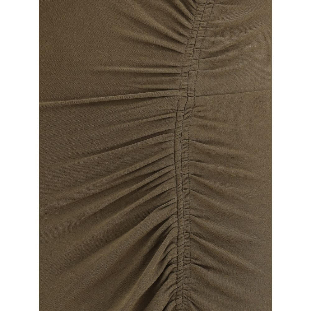 Detail of Marant Etoile Green Modal Casual Dress showing elegant draping and gathers, emphasizing the fabric's texture and design.