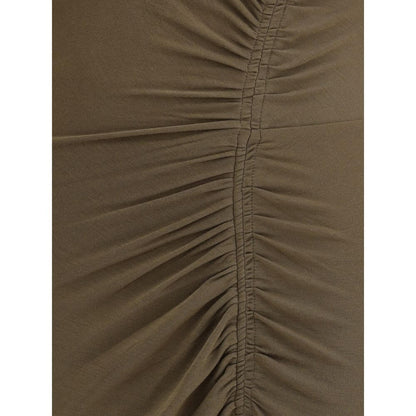 Detail of Marant Etoile Green Modal Casual Dress showing elegant draping and gathers, emphasizing the fabric's texture and design.
