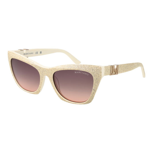 Marciano by Guess Cream Women Sunglass with full-rim acetate frame and gradient rose lenses providing 100% UVA & UVB protection.