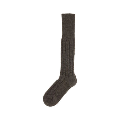 Maison Margiela black wool socks with ribbed knit, showcasing luxury craftsmanship and warmth for autumn-winter fashion. Margiela Black Wool Socks.